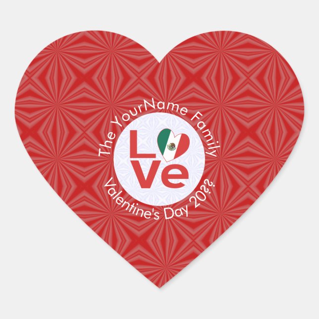 Sticker Cœur Drapeau Red LOVE mexicain personnalisé (Devant)