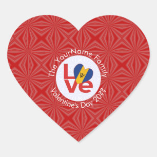 Sticker Cœur Drapeau Rouge de l'Amour Barbadien Personnalisé