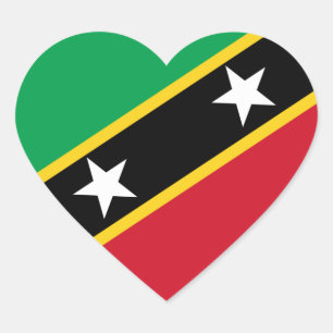 Sticker Cœur Drapeau Saint-Kitts-Et-Nevis Indépendance Caraïbes