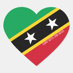 Sticker Cœur Drapeau Saint-Kitts-et-Nevis Splendide patriotique