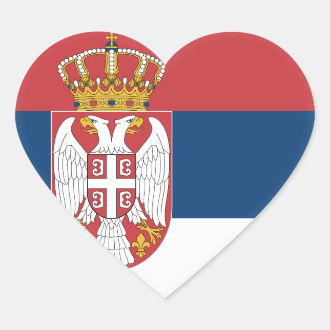 Sticker Cœur Drapeau serbe (Devant)
