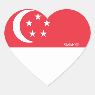Sticker Cœur Drapeau Singapour Splendide patriotique