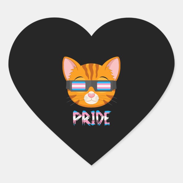 Sticker Cœur Drapeau Transgenre Cat Lgbt (Devant)