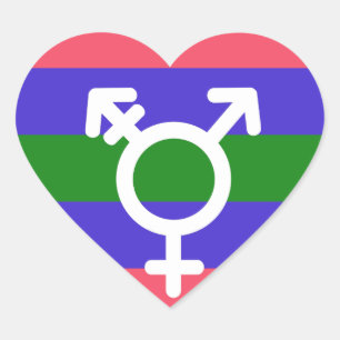 STICKER CŒUR DRAPEAU TRIGENDER ET SYMBOLE
