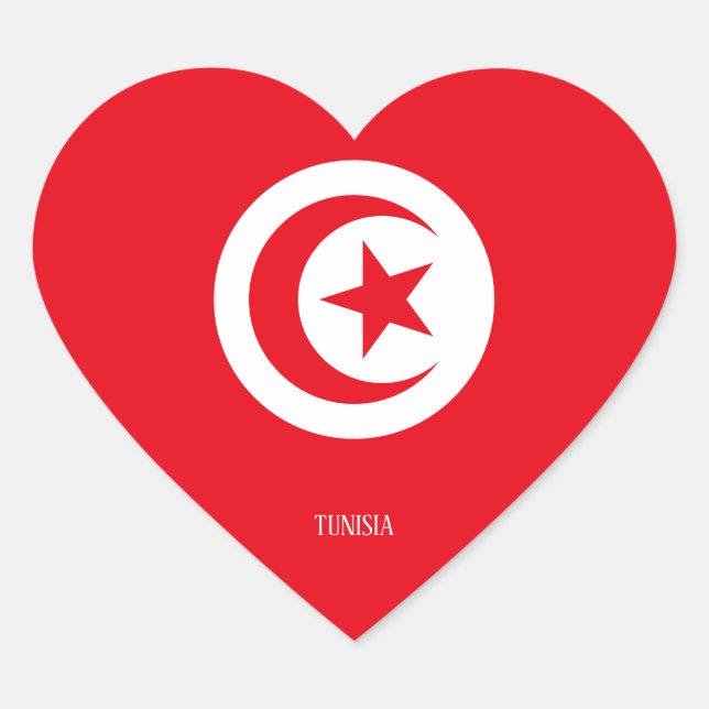 Sticker Cœur Drapeau Tunisie Splendide patriotique (Devant)