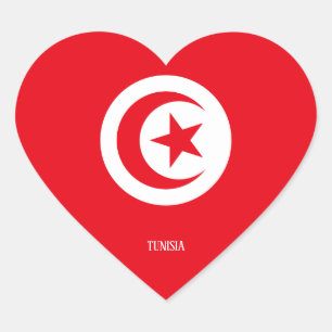 Sticker Cœur Drapeau Tunisie Splendide patriotique
