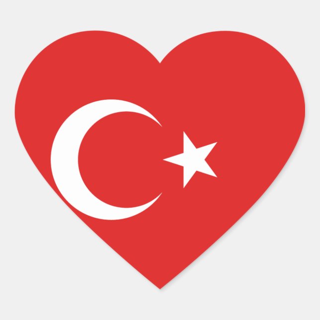 Sticker Coeur Drapeau Turquie (Devant)
