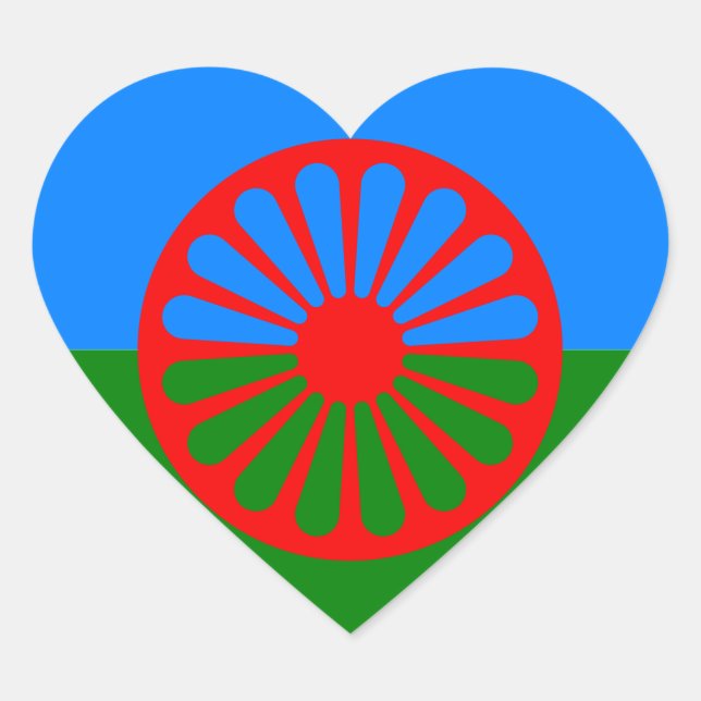Sticker Cœur Drapeau tzigane romani officiel (Devant)