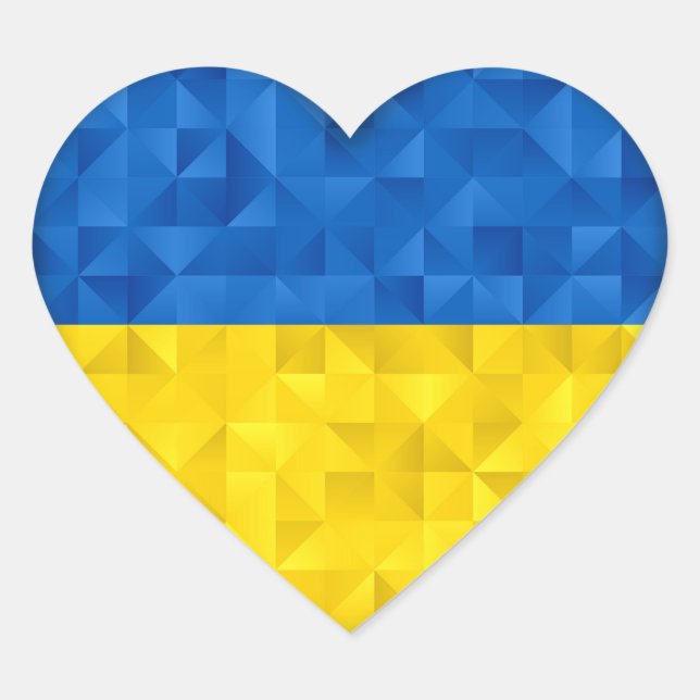 Sticker Cœur Drapeau ukrainien. Aimez l'Ukraine. Soutien. Cœur. (Devant)