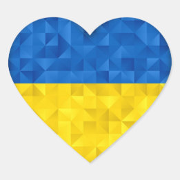 Sticker Cœur Drapeau ukrainien. Amour pour l'Ukraine. Soutien. 
