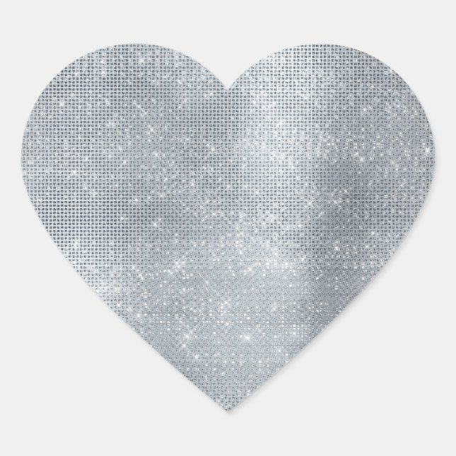 Sticker Cœur Dreamy Glitzy Silver Sparkle (Devant)