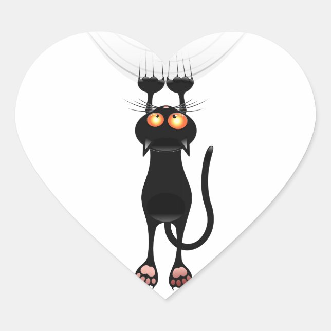Sticker Cœur Drôle Accrocher sur le chat (Devant)