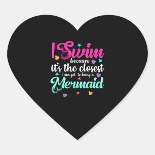 Sticker Cœur Drôle Citation De Nage De Sirène Femmes Et Fille S