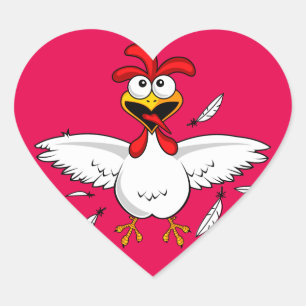 Sticker Cœur Drôle Drôle Dingue Caricature Poulet Aile Fling