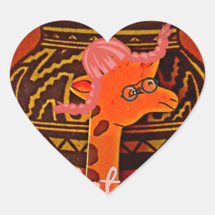 Sticker Cœur Drôle Giraffe avec texte cool Hakuna Matata Design