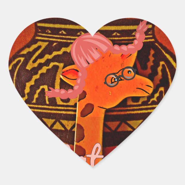Sticker Cœur Drôle Giraffe avec texte cool Hakuna Matata Design (Devant)