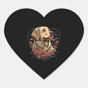 Sticker Cœur Drôle Golden Retriever Chien Valentine Day