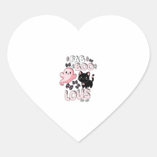 Sticker Cœur Drôle Halloween rose Fantôme Spooktacular Chat Fab