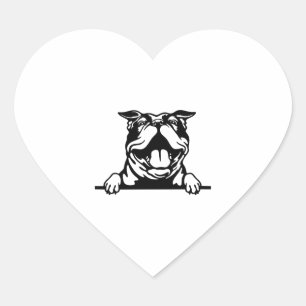 Sticker Cœur Drôle joyeux Bulldog