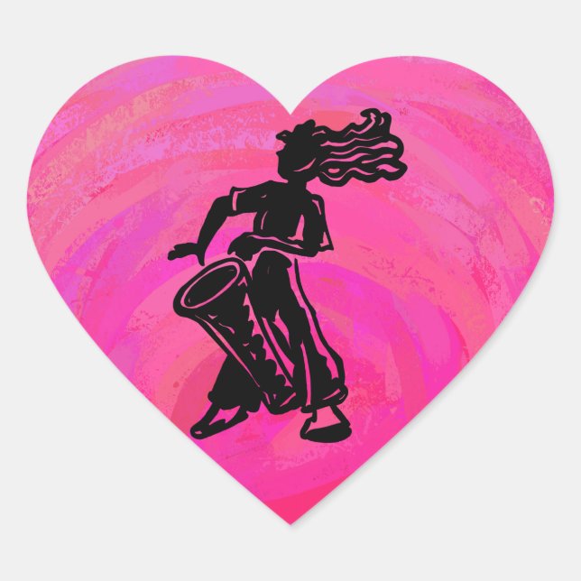 Sticker Cœur Drum Boogie Nights New York Hot Pink (Devant)
