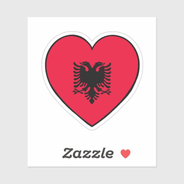Sticker Coeur du drapeau albanais (Feuille)