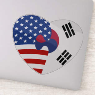Sticker Coeur du drapeau américain coréen