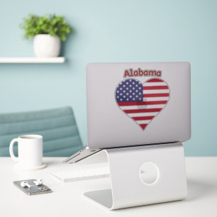Sticker Coeur du drapeau américain de l'Alabama