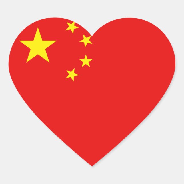 Sticker Coeur du drapeau chinois (Devant)