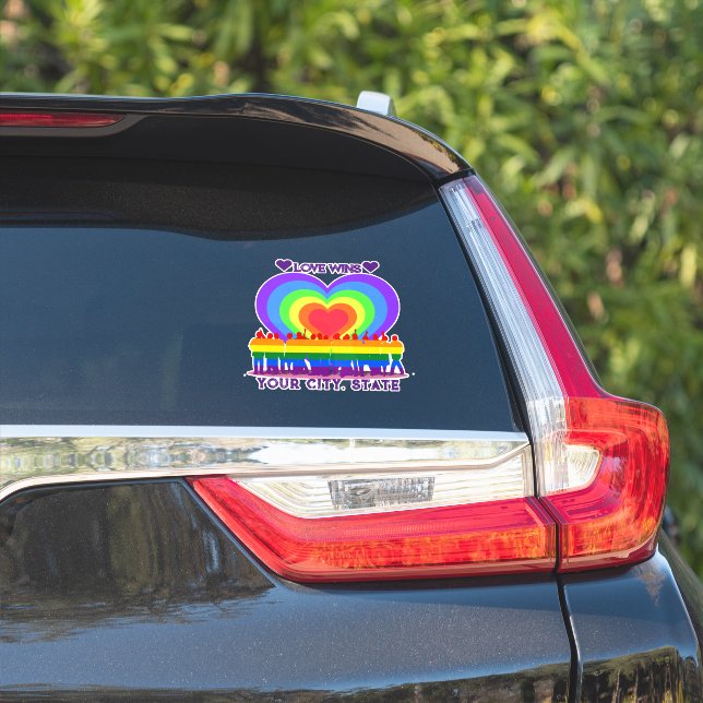 Sticker Coeur du drapeau de fierté (Côté voiture)