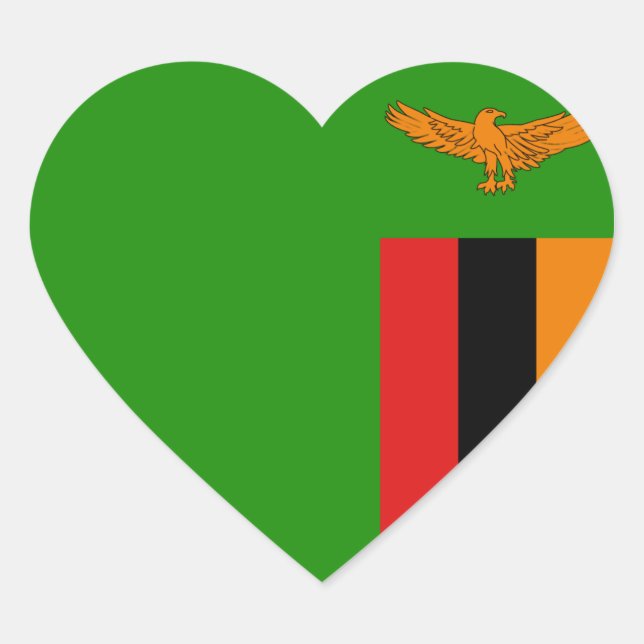 Sticker Coeur du drapeau de la Zambie (Devant)