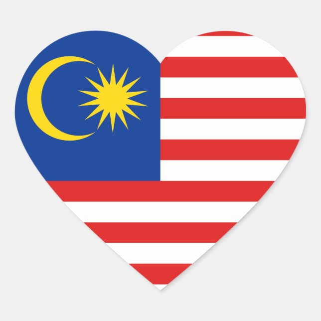 Sticker Coeur du drapeau de Malaisie (Devant)