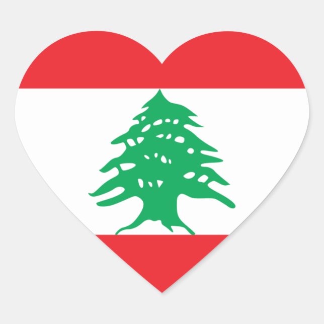 Sticker Coeur du drapeau du Liban (Devant)