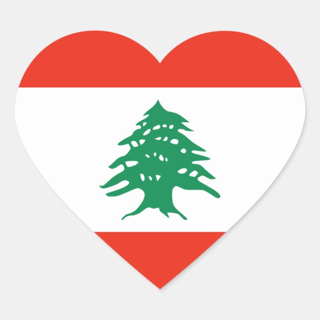 Sticker Coeur du drapeau du Liban (Devant)