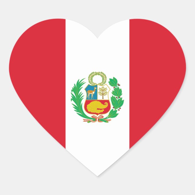 Sticker Coeur du drapeau du Pérou (Devant)