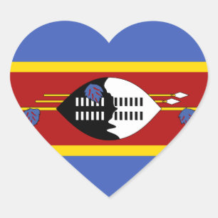 Sticker coeur du drapeau du Swaziland