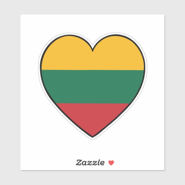 Sticker Coeur du drapeau lituanien (Feuille)