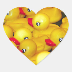 Sticker Cœur Duckies en caoutchouc jaunes mignons