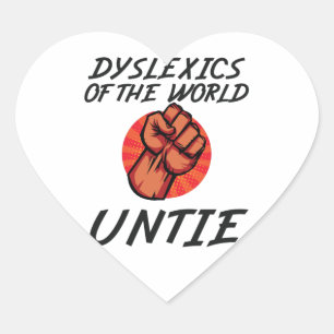 Sticker Cœur Dyslexiques du monde Untie Drôle Dyslexie Cadeau