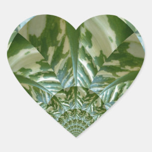 Sticker Cœur Eco Green Camo Kaleidoscope Art Design d'impressio