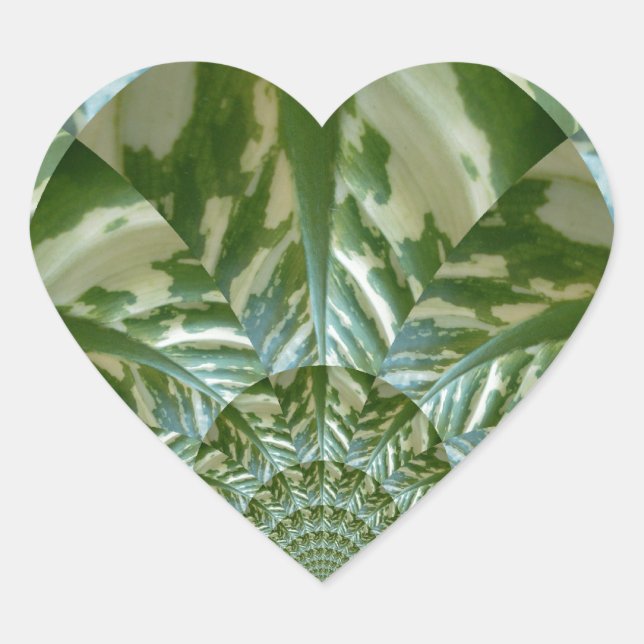 Sticker Cœur Eco Green Camo Kaleidoscope Art Design d'impressio (Devant)