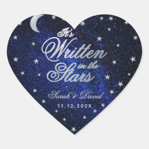 Sticker Cœur Écrit dans les étoiles Mariage céleste Lune d'arge