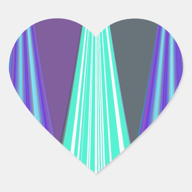 Sticker Cœur Edgy Blue Purple Cyan Chevron Art Imprimer (Devant)