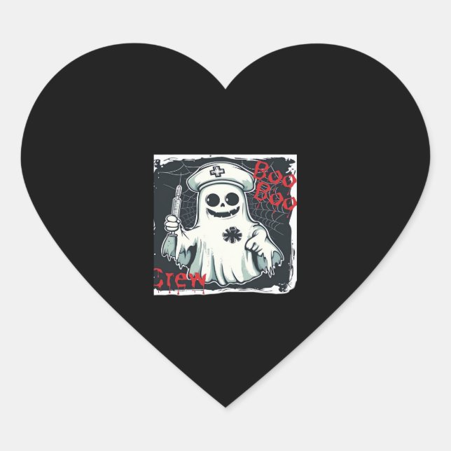 Sticker Cœur Éffrayant Nurse Ghost Haunted Hospital Crew Ghomaj (Devant)