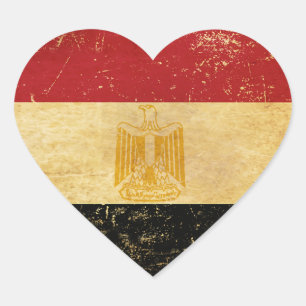 Sticker Cœur Égypte Drapeau Vintage Grunge Design