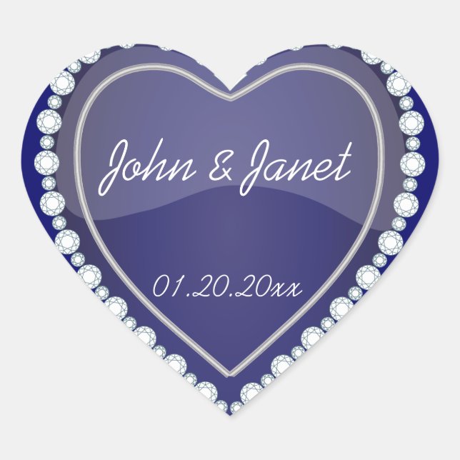 Sticker Cœur Élégant amour brillant Marine Coeur bleu (Devant)