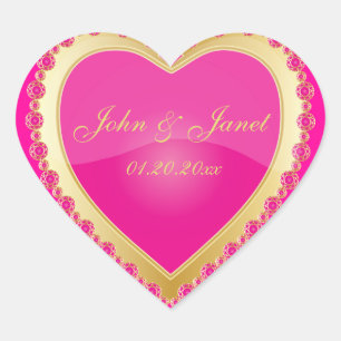 Sticker Cœur Élégant amour brillant rose or joyau Coeur
