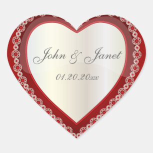 Sticker Cœur Élégant amour brillant Rouge profond Bijou blanc C