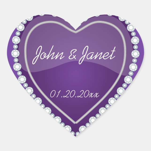 Sticker Cœur Élégant amour, coeur violet brillant (Devant)