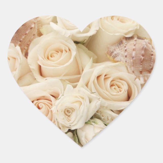 Sticker Cœur Elégant Blush Rose Floral Heart (Devant)