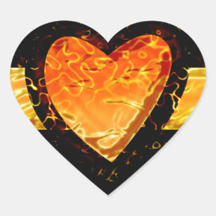 Sticker Cœur Elégant Coeur orange Saint Valentin sur Noir